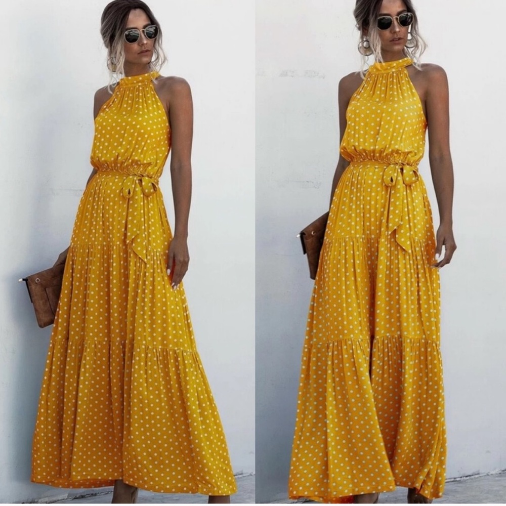 Mustard Halter Maxi Dress